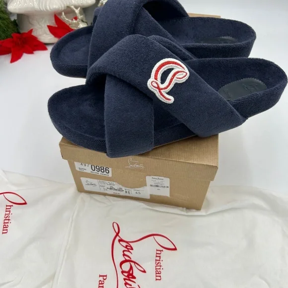 Men’s Christian Louboutin BIZZU cross strap, Terry cloth slide size 45 - Picture 11 of 11